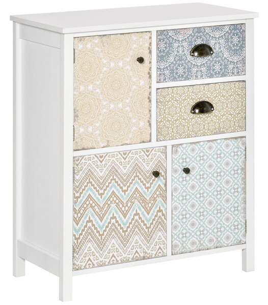 HOMCOM Shabby Chic Sideboard, Multi-Purpose Drawer Table, Storage Chest for Entryway or Living Room, Bedroom Furniture Organiser Unit