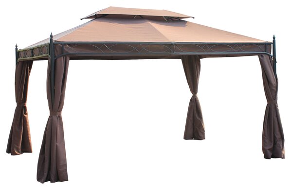Outsunny Waterproof 3 x 4m Garden Metal Gazebo Marquee Patio Party Tent Canopy Shelter with Sidewalls Pavilion New Aosom UK