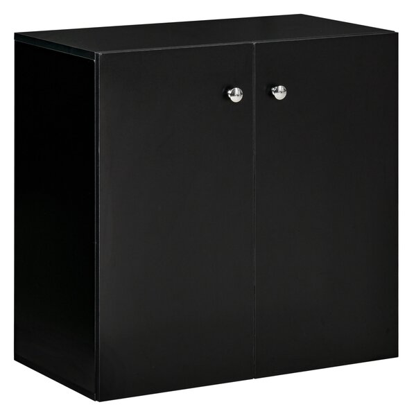 HOMCOM Wooden Storage Cabinet, Two Shelves Sideboard, Freestanding Kitchen Cupboard, Bookcase for Living Space, Black Aosom UK