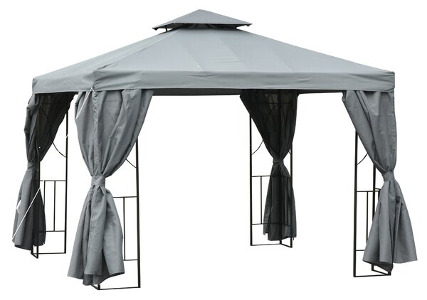 Outsunny Waterproof 3 x 3 m Garden Metal Gazebo Marquee Patio Wedding Party Tent Canopy Shelter with Pavilion Sidewalls (Dark Grey) Aosom UK