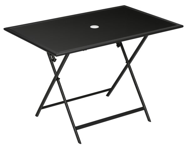 Outsunny Extendable Outdoor Dining Table, Rectangle Patio Table with Tempered Glass Top and Parasol Hole, for Garden, Lawn, Backyard, 110 x 70 x 70 cm