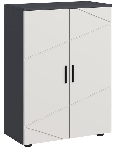 Kleankin Bathroom Storage Cabinet, Compact 2-Door Cupboard with Adjustable Shelves & Soft Close, Grey Aosom UK