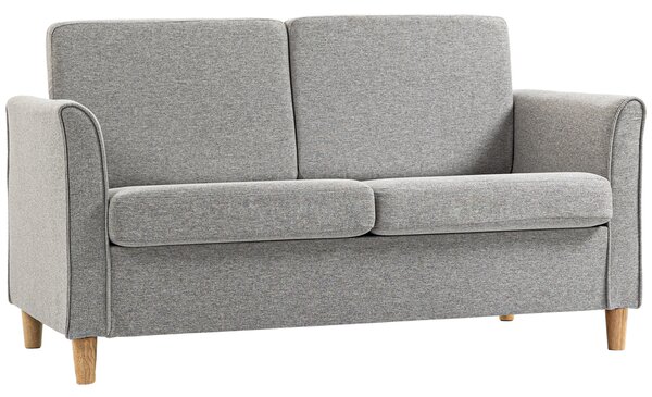 HOMCOM Compact Loveseat Sofa, Modern 2 Seater Sofa for Living Room with Wood Legs and Armrests, Cat Scratch Anti, Light Grey Aosom UK