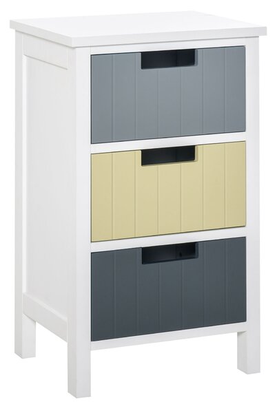 HOMCOM 3 Drawer Storage Tower, Wooden Top Dresser Chest, Organizer Unit for Bedroom, Nursery, Hallway Aosom UK