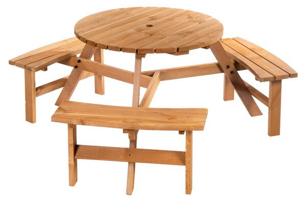 Outsunny Fir Wood Pub Set: 6-Seater Heavy-Duty Outdoor Dining Suite with Parasol Hole, Patio Aosom UK