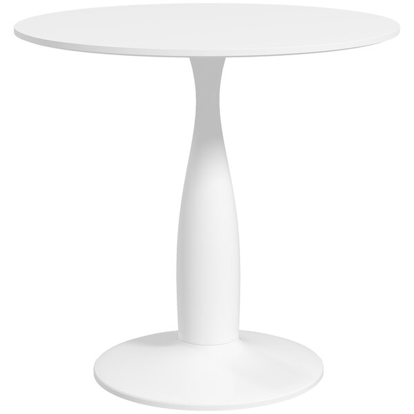HOMCOM Round Dining Table, Modern Dining Room Table with Steel Base, Non-slip Foot Pad, Space Saving Small Dining Table