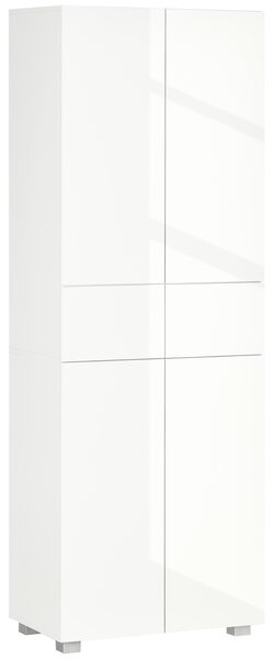 HOMCOM 4-Door Kitchen Cupboard, Freestanding 5-Tier Storage Cabinet with 3 Adjustable Shelves, 2 Drawers for Living Room, Dining Room