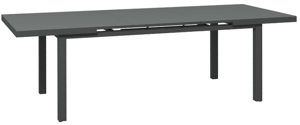 Outsunny Aluminium Garden Table for 6-8, Extending Outdoor Dining Table Rectangle for Lawn Balcony - Charcoal Grey