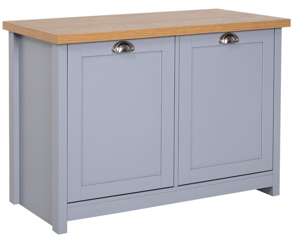HOMCOM Hallway Shoe Storage: 2-Door Cabinet Organiser Bench with Shelf, Entryway Cupboard, Grey Aosom UK