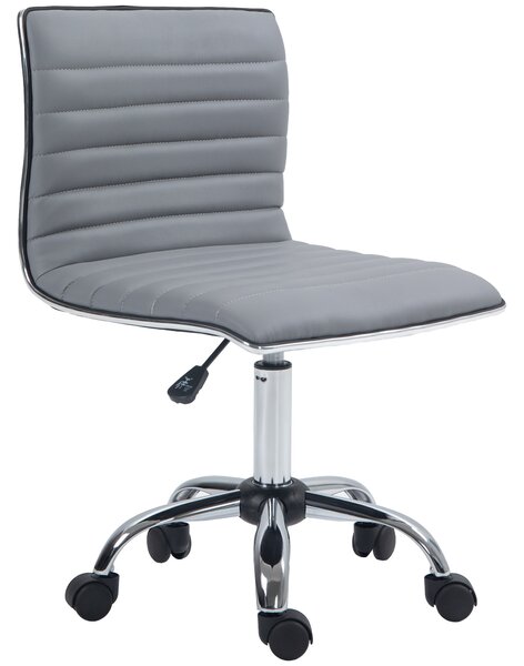 Vinsetto Armless Office Chair, Adjustable Swivel PU Leather Desk Chair with Chrome Base for Home Office, Light Grey Aosom UK