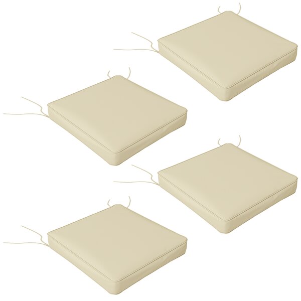 Outsunny 4-Piece Replacement Seat Cushions, Patio Chair Pillow Set with Ties, Indoor/Outdoor Use, Beige Aosom UK