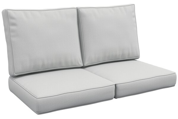 Outsunny 3-Piece Back and Seat Cushion Pillows Replacement, Patio Chair Cushions Set for Indoor Outdoor, Light Grey Aosom UK