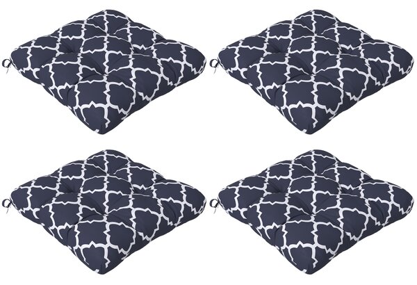 Outsunny Replacement Cushions: 4-Piece Indoor Outdoor Seat Pads with Ties for Patio Chairs, Blue Aosom UK