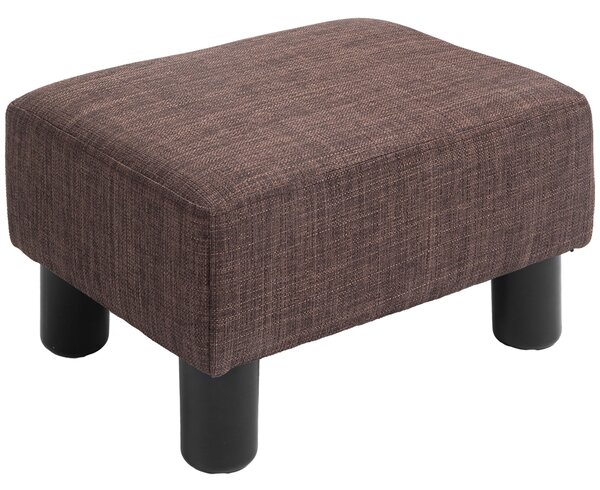 HOMCOM Compact Linen Fabric Ottoman, Modern Footstool Cube with Durable Plastic Legs, Living Room, Brown Aosom UK