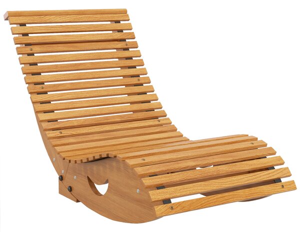 Outsunny Waterproof Wooden Rocking Chair with Slatted Seat, Outdoor Furniture, 130cm x 60cm x 60cm, Teak Aosom UK