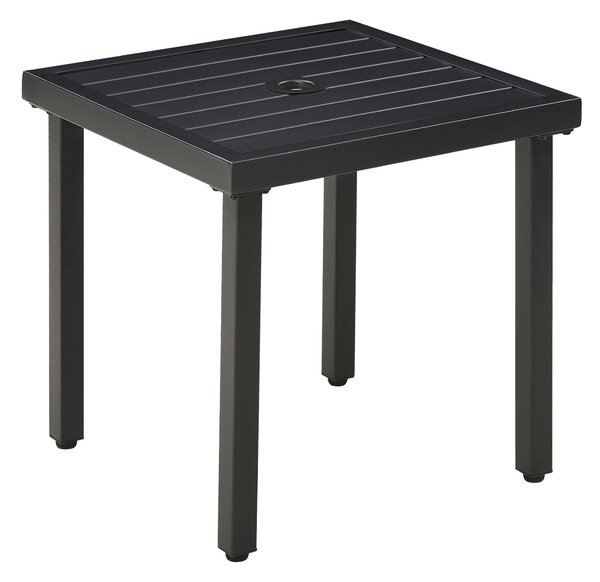 Outsunny Patio Side Table with Umbrella Hole, Durable Steel Frame, Ideal for Balcony and Garden, Black, 50x50cm Aosom UK