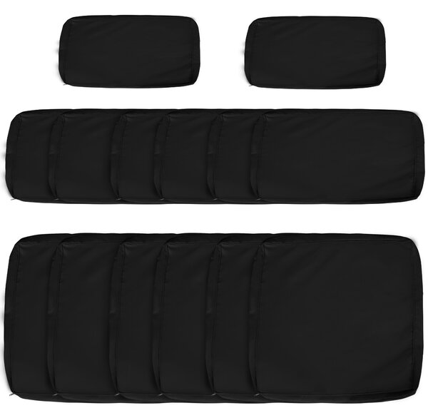 Outsunny Garden Rattan Sofa Cushion Polyester Cover Replacement Outdoor- No Cushion Included, Black Aosom UK