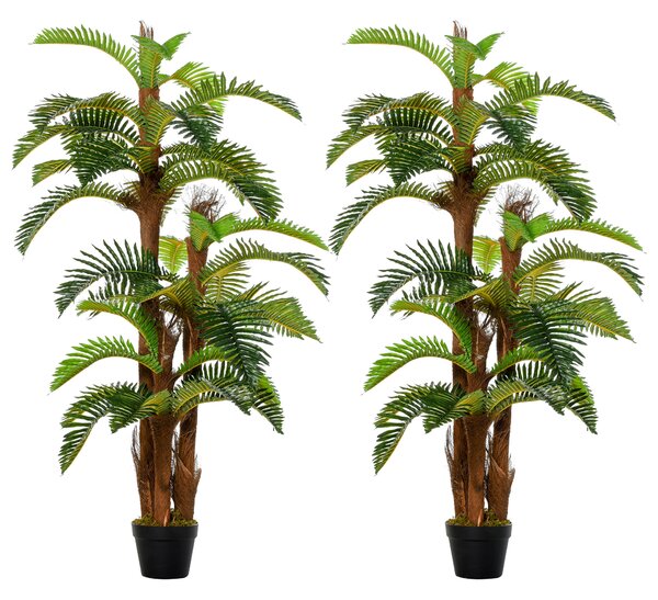 Outsunny Set of 2 Artificial Plant Tropical Palm in Pot, Fake Plants for Home Indoor Outdoor Decor, 150cm, Green Aosom UK
