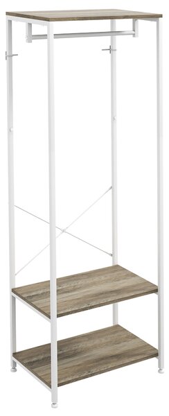 HOMCOM Hallway Coat Rack and Shoe Bench Tree - Grey Aosom UK