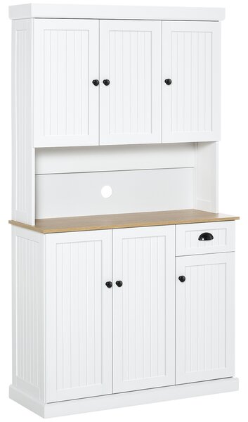 HOMCOM Kitchen Storage Cabinet, Modern Cupboard with Microwave Shelf, Drawer and Cabinets, Ideal for Kitchen Organisation, White Aosom UK