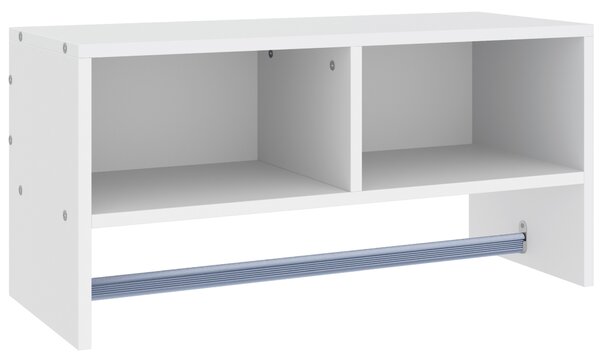 HOMCOM Wall Mounted Coat Hanger Hooks Rack Stand Hallway Coat Rack Rail & Storage Shelf Hanging Coat Organizer (White)
