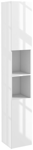 Kleankin Freestanding Bathroom Cabinet, High Gloss Storage Cabinet Floor Storage Cupboard with Mirror, 2 doors and Adjustable Shelves, White