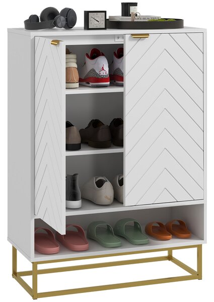 HOMCOM Shoe Storage Cabinet, Modern Shoe Cupboard with Open Shelf, Adjustable Shelf, 6 Vents, Shoe Rack for 12 Pairs of Shoes