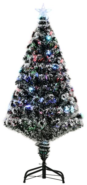 HOMCOM 4ft 120cm Green/White Artificial Christmas Tree W/ Prelit LED