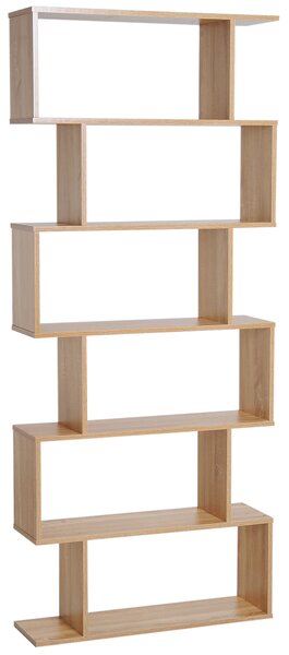 HOMCOM Serpentine Shelf: Oakwood Room Divider with 6 Shelves, Stylish Storage Solution Aosom UK