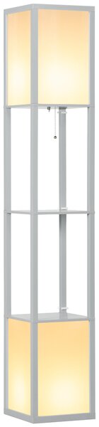 HOMCOM Modern Shelf Floor Lamp with Dual Ambient Light, Standing Lamp Living Room, Bedroom, 156cm, Grey