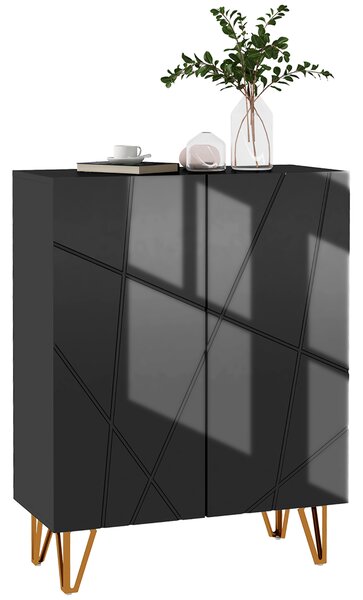 HOMCOM Narrow Shoe Storage Cabinet with Soft-Close Hinges and Adjustable Shelves for 15-20 Pairs of Shoes, Black Aosom UK