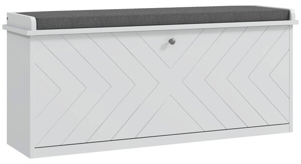 HOMCOM Shoe Storage with Seat, Upholstered Hallway Bench, Shoe Bench with Flip Drawer, Adjustable Shelf for 10 Pairs of Shoes Aosom UK