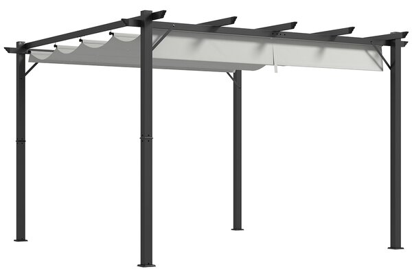 Outsunny 3 x 3(m) Aluminium Pergola Canopy Gazebo Awning Outdoor Garden Sun Shade Shelter Marquee Party BBQ, Light Grey Aosom UK