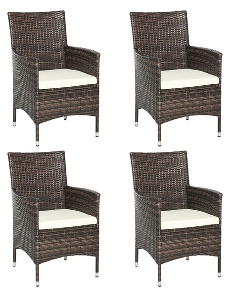 Outsunny 4 PC Rattan Chair Set, Patio Sofa Chairs Set, Cushioned Outdoor Rattan Furniture