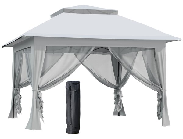 Outsunny Foldable Pop-up Party Tent Instant Canopy Sun Shade Gazebo Shelter Steel Frame Oxford w/ Roller Bag, 3.6 x 3.6 x 2.9(m)