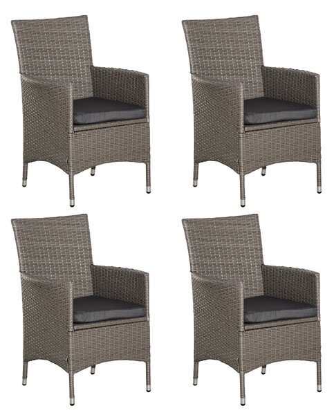 Outsunny 4-Piece Waterproof Rattan Garden Dining Chairs, Waterproof w/ Cushions for Patio, Blue/White Aosom UK