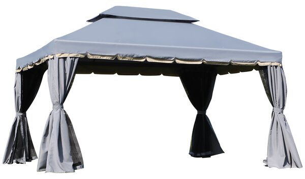 Outsunny 3 x 4m Gazebos for Parties, Aluminium Alloy Marquee Canopy Pavilion Garden Tent with Nets and Sidewalls, Grey Aosom UK
