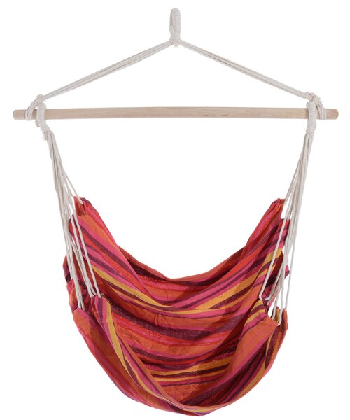 Outsunny Outdoor Hammock Hanging Rope Chair Garden Yard Patio Swing Seat Wooden w/ High Quality Cotton Cloth and Ropes (Red)