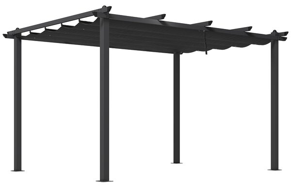 Outsunny 3 x 4m Aluminium Pergola with Retractable Roof, Garden Gazebo Canopy Sun Shade Shelter for Grill, Patio, Deck