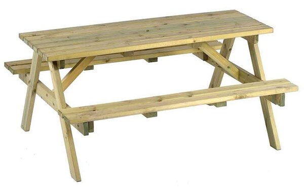 Caius Outdoor Wooden 6 Seater Picnic Table in Green Pine