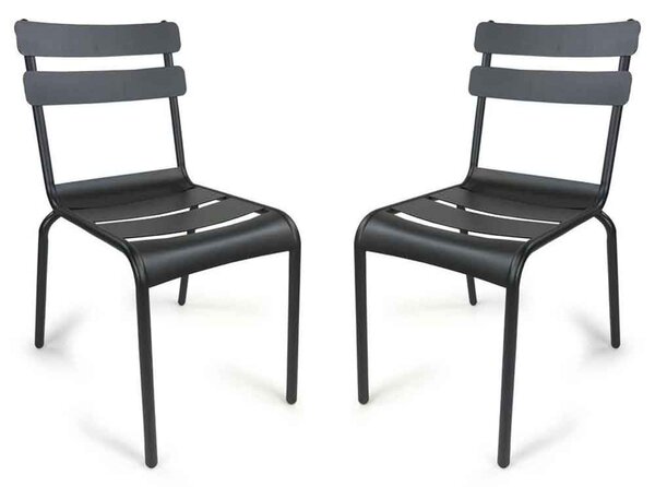 Amarillo Garden Anthracite Aluminium Side Chair in Pair