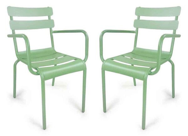 Amarillo Garden Olive Green Aluminium Armchair in Pair