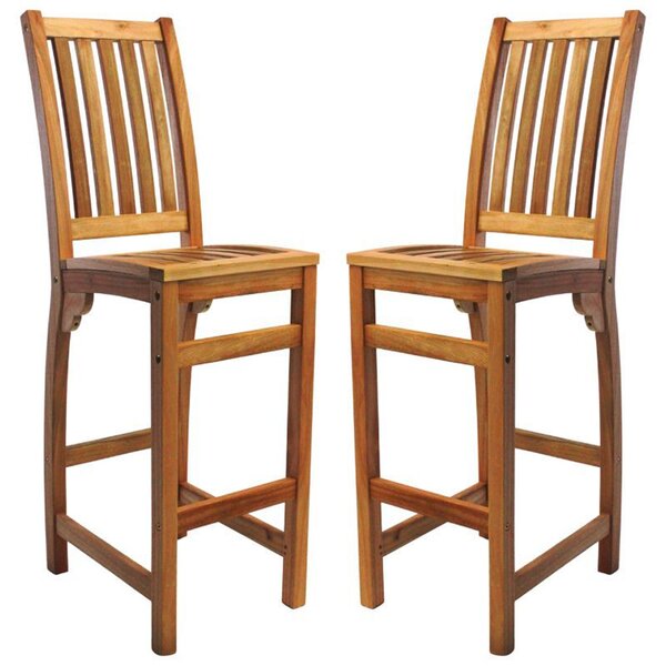 Marfa Natural Wooden High Stools In Pair