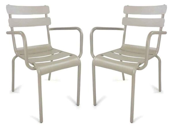 Amarillo Garden Taupe Aluminium Armchair in Pair