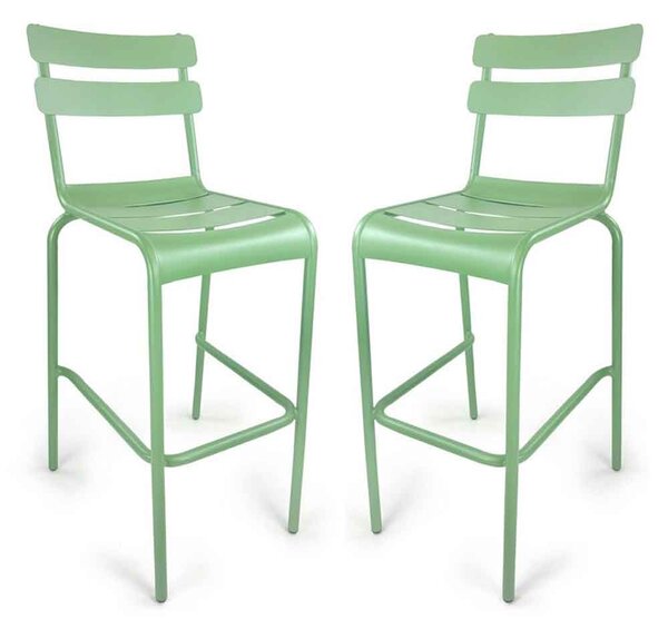 Amarillo Olive Green Aluminium Bar Chairs in Pair