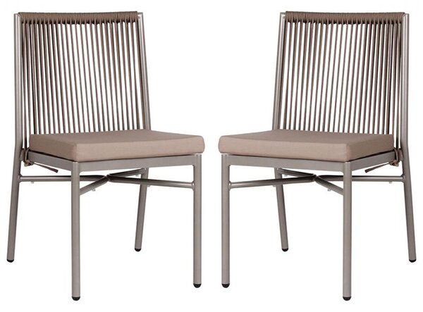 Faris Garden Taupe Rattan Sidechair With Cushion in Pair