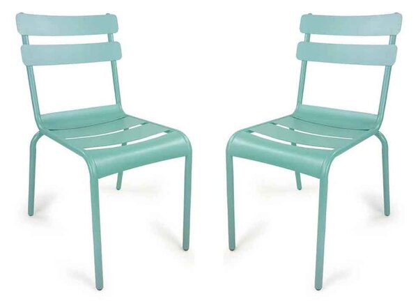Amarillo Garden Pastel Blue Aluminium Side Chair in Pair