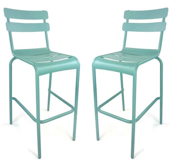 Amarillo Pastel Blue Aluminium Bar Chairs in Pair