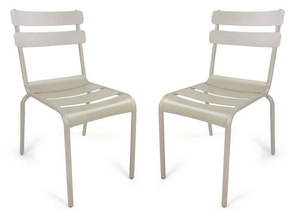 Amarillo Garden Taupe Aluminium Side Chair in Pair