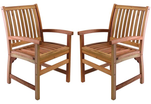 Marfa Garden Natural Wooden Armchairs In Pair
